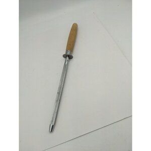 Butcher Knife SHARPENER Knives Sharpener Honing Steel Rod  12" Unbranded Wood